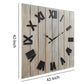 Square Wall Clock With Panel Wooden Backing Brown And Black