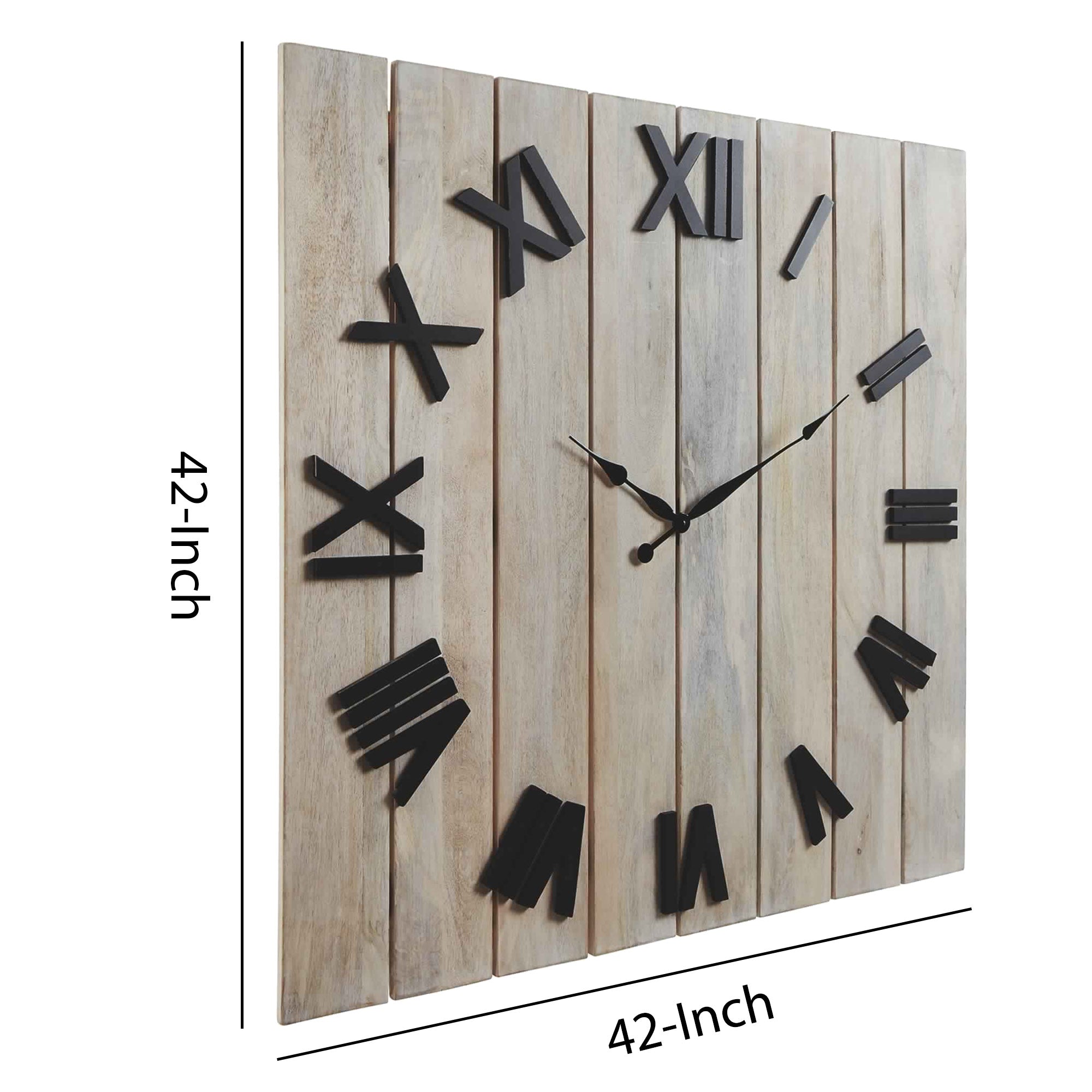 Square Wall Clock With Panel Wooden Backing Brown And Black-zoom-5