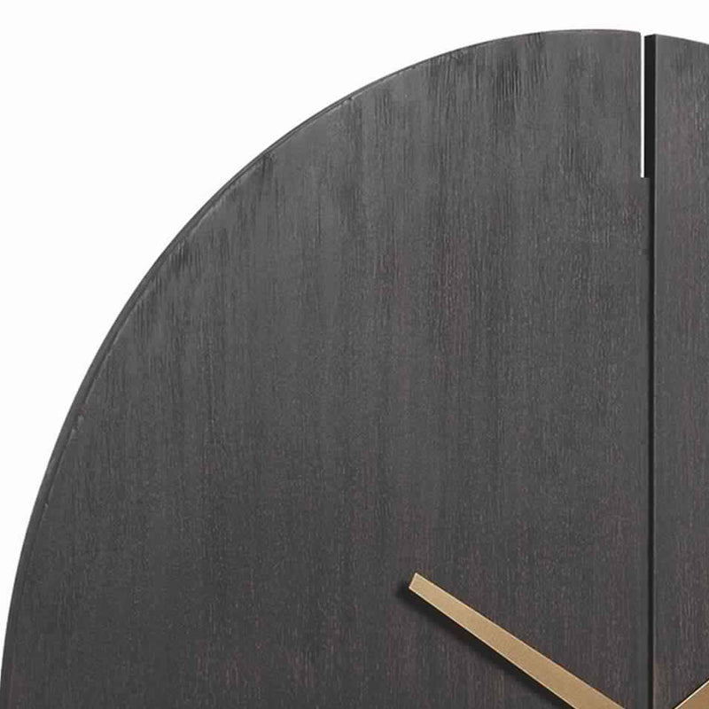 Round Wall Clock With Wooden Backing And Cut Out Design Brown And Gold-zoom-
