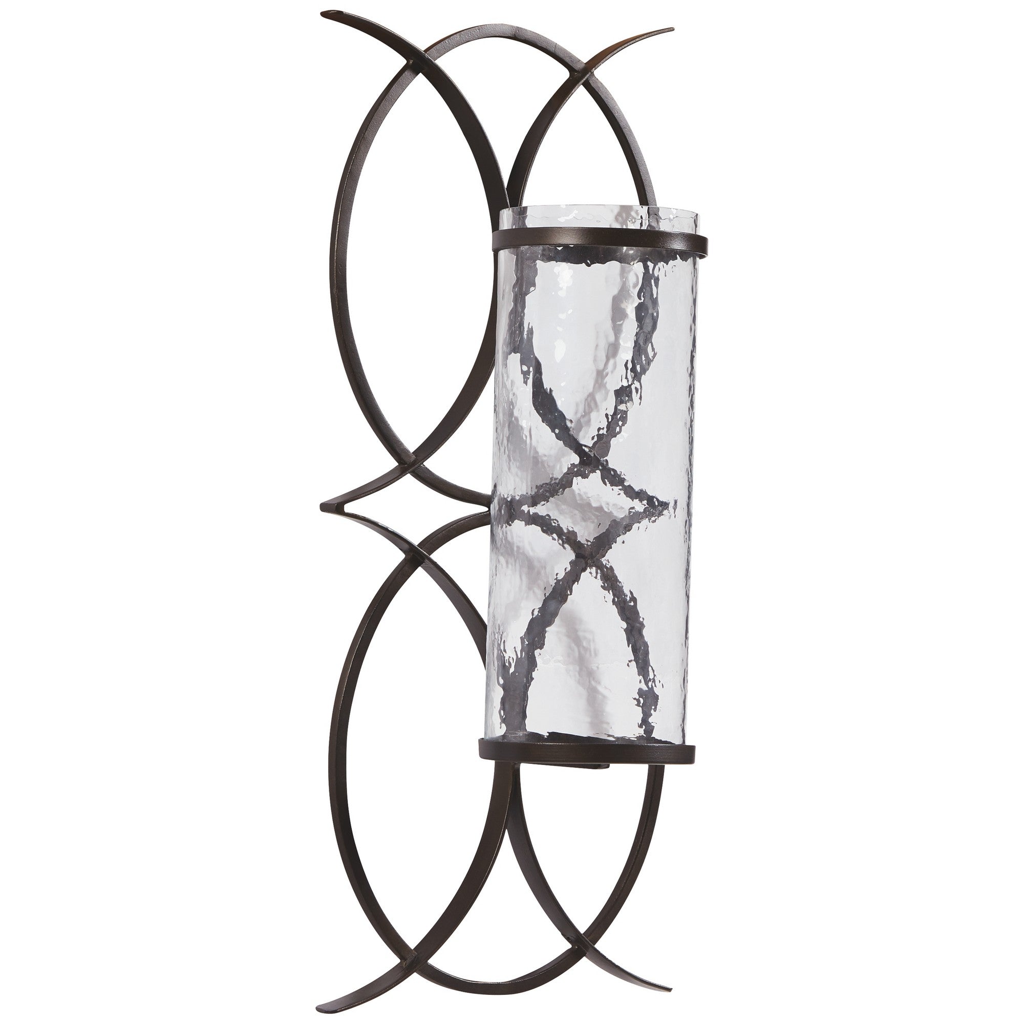 Scroll Design Metal Wall Sconce With Candle Holder Dark Bronze And Clear-zoom-1