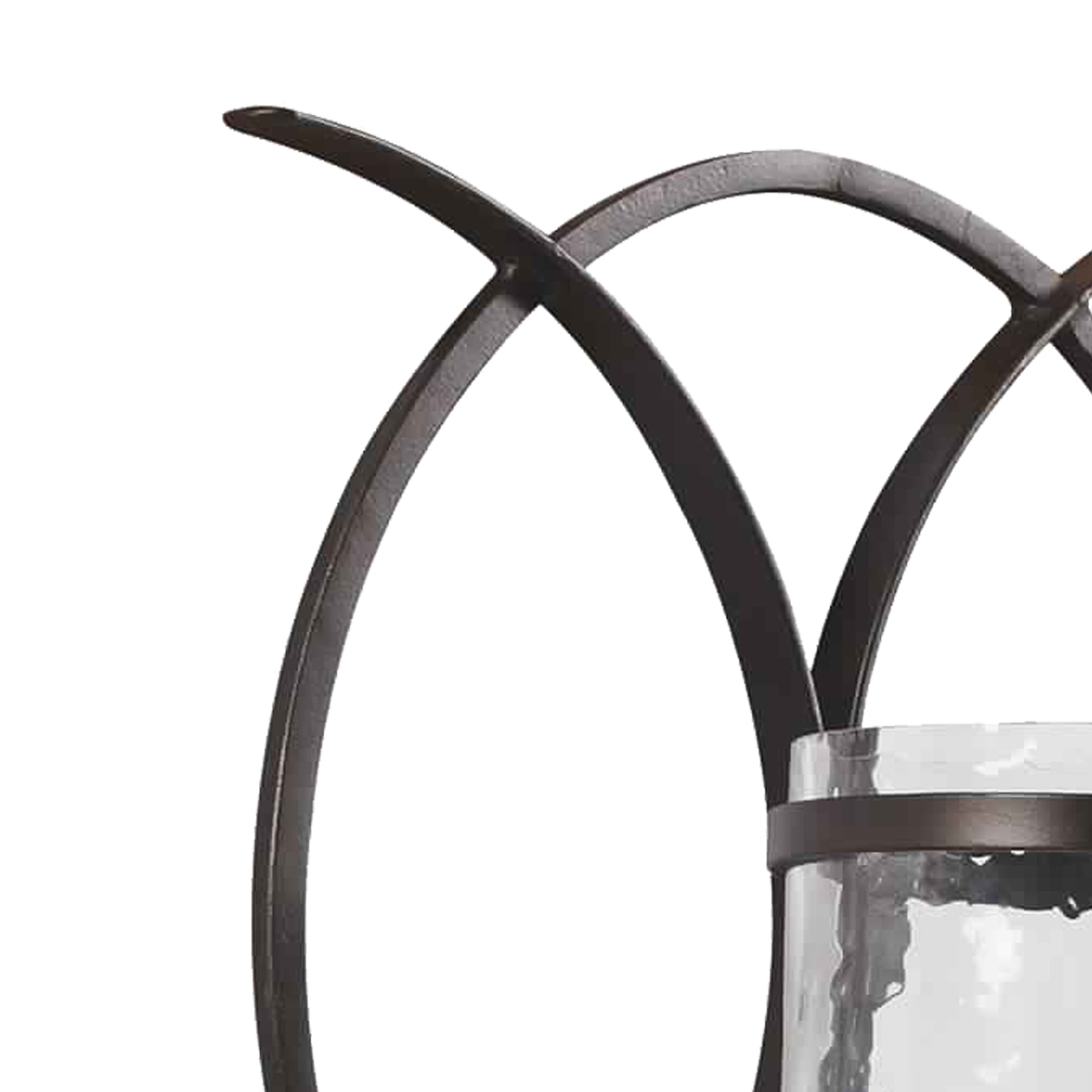 Scroll Design Metal Wall Sconce With Candle Holder Dark Bronze And Clear-zoom-2