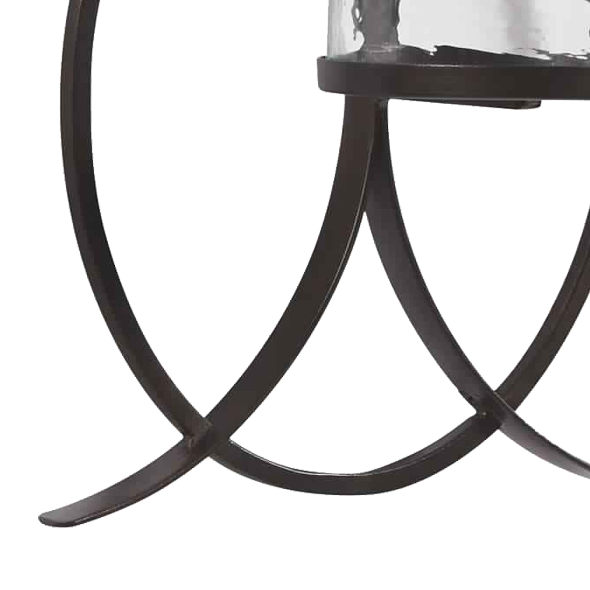 Scroll Design Metal Wall Sconce With Candle Holder Dark Bronze And Clear-zoom-4