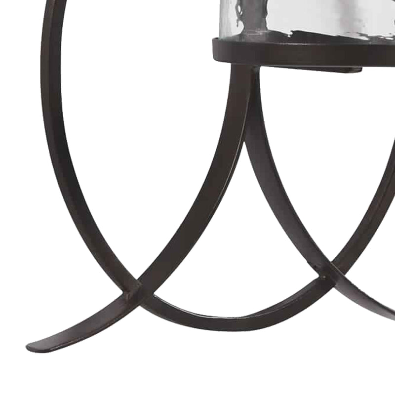 Scroll Design Metal Wall Sconce With Candle Holder Dark Bronze And Clear-zoom-