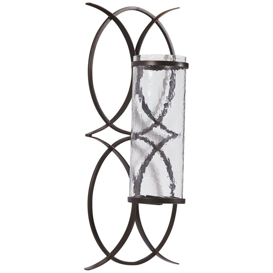 Scroll Design Metal Wall Sconce With Candle Holder Dark Bronze And Clear