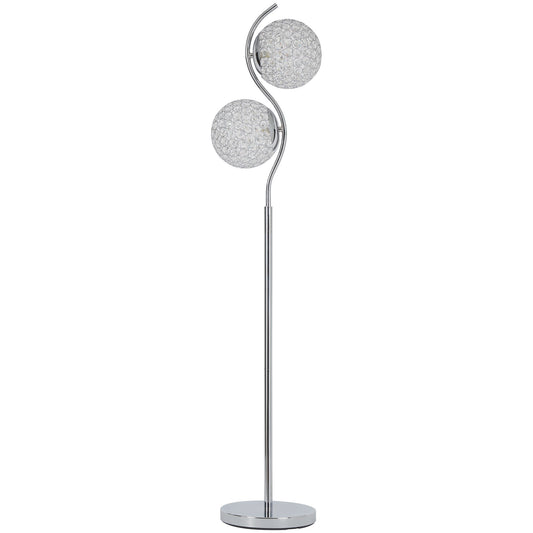 Contemporary Floor Lamp With Metal And Acrylic Ball Shades Silver