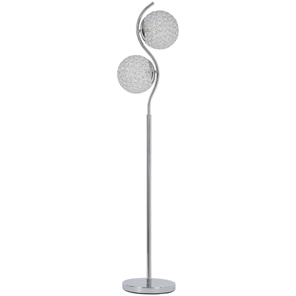 Contemporary Floor Lamp With Metal And Acrylic Ball Shades Silver