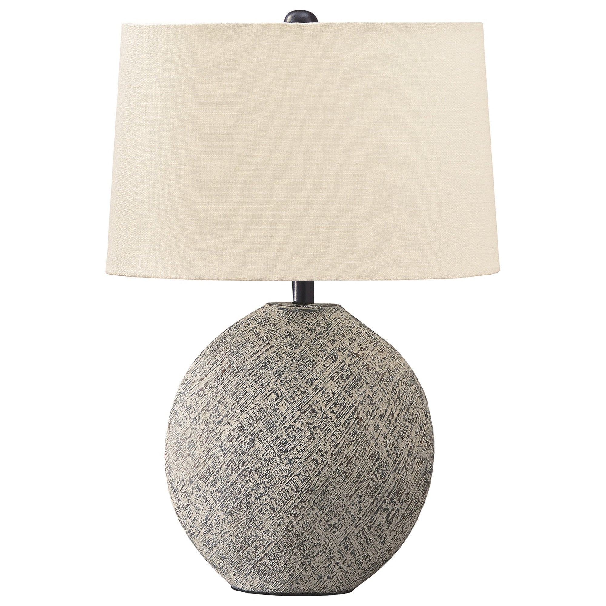Bellied Paper Composite Table Lamp with Speckled Details Cream and Gray-zoom-1