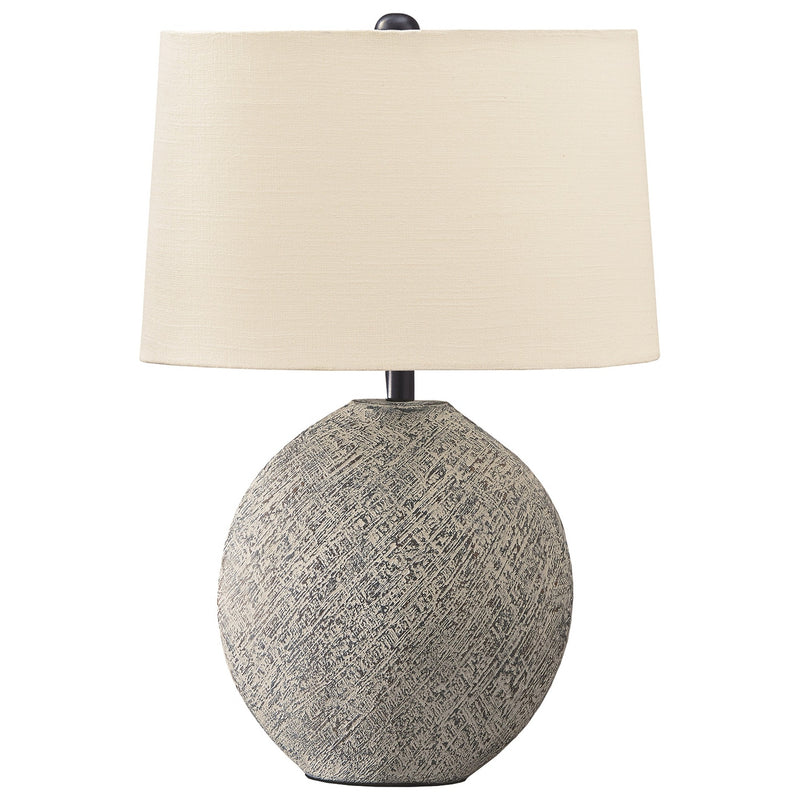 Bellied Paper Composite Table Lamp with Speckled Details Cream and Gray-zoom-