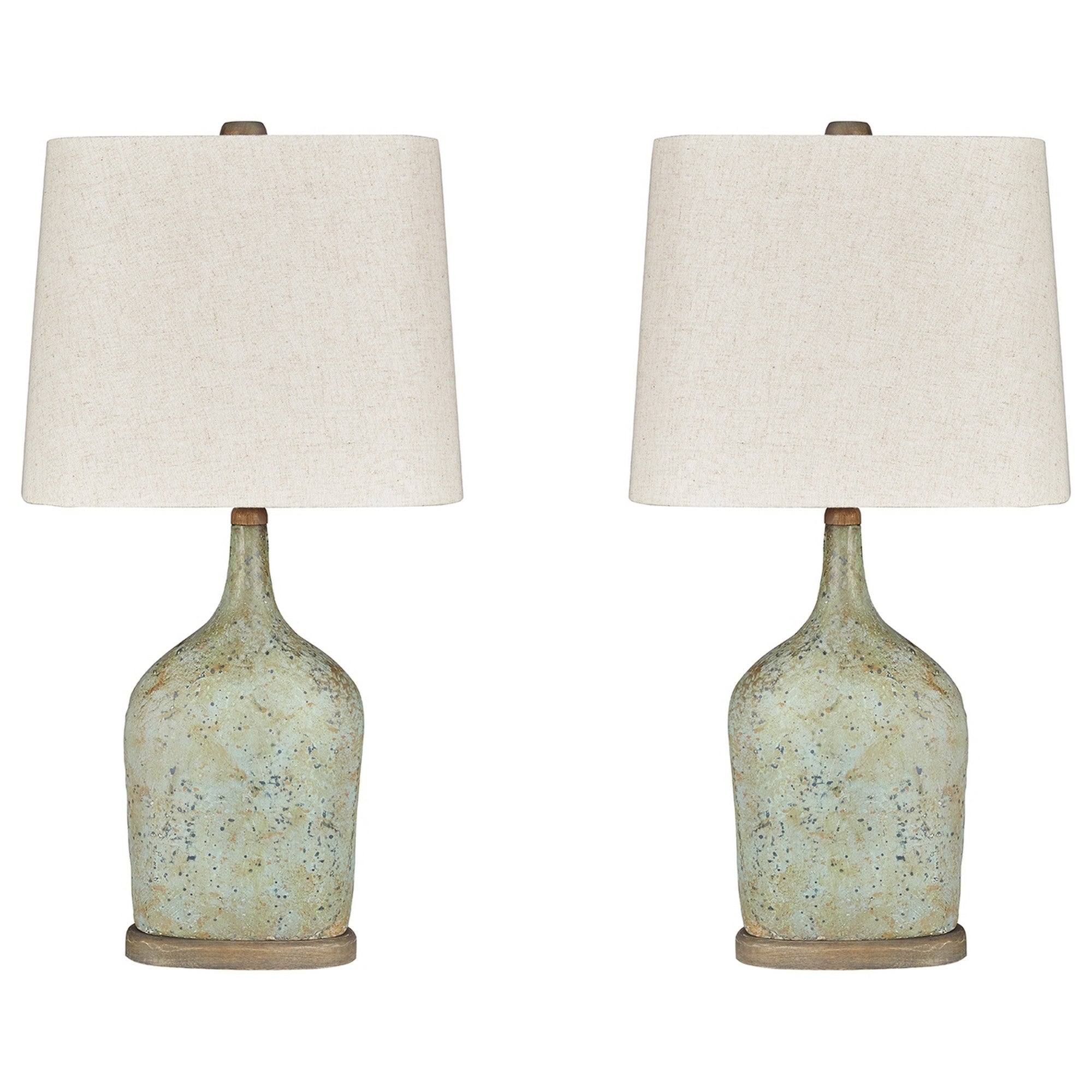 Bottle Shape Paper Composite Table Lamp with Fabric Shade Set of 2 Gray-zoom-1
