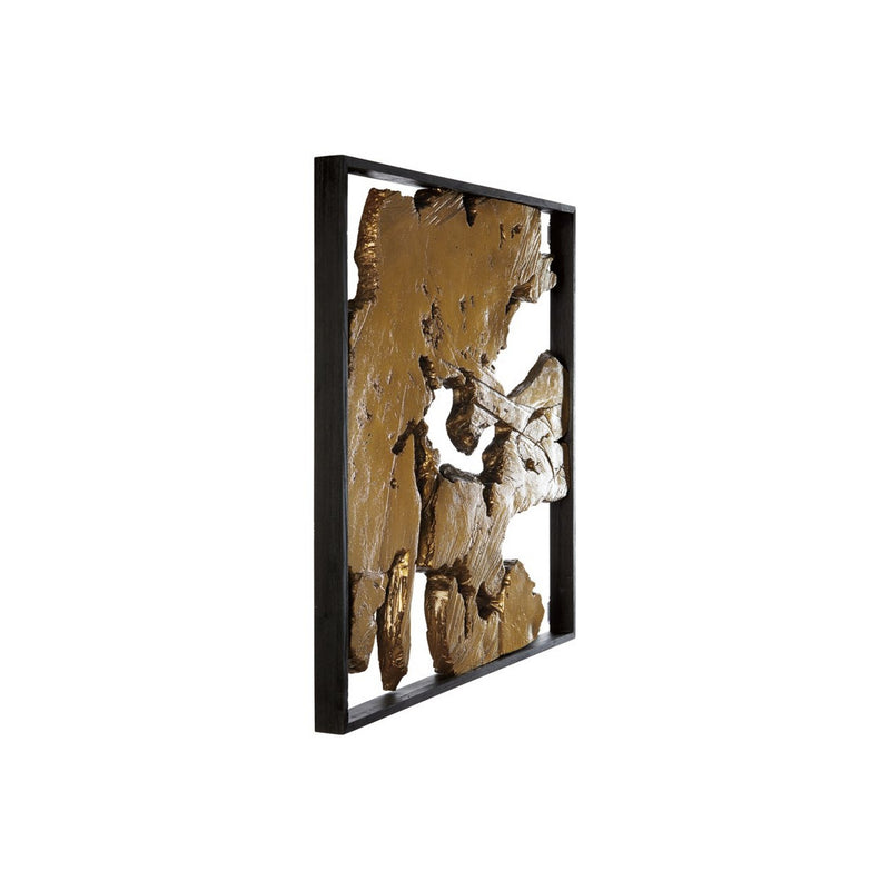 Square Frame Wall Decor With Wooden Abstract Cut Out Pattern Black And Gold-zoom-