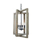 Intersected Wooden Frame Pendant Light With Metal Support Gray And Black