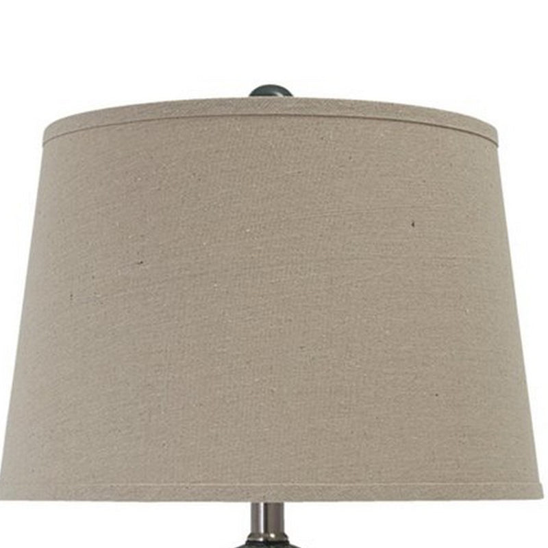 150 Watt Ceramic Body Table Lamp with Tapered Fabric Shade Green and Beige-zoom-
