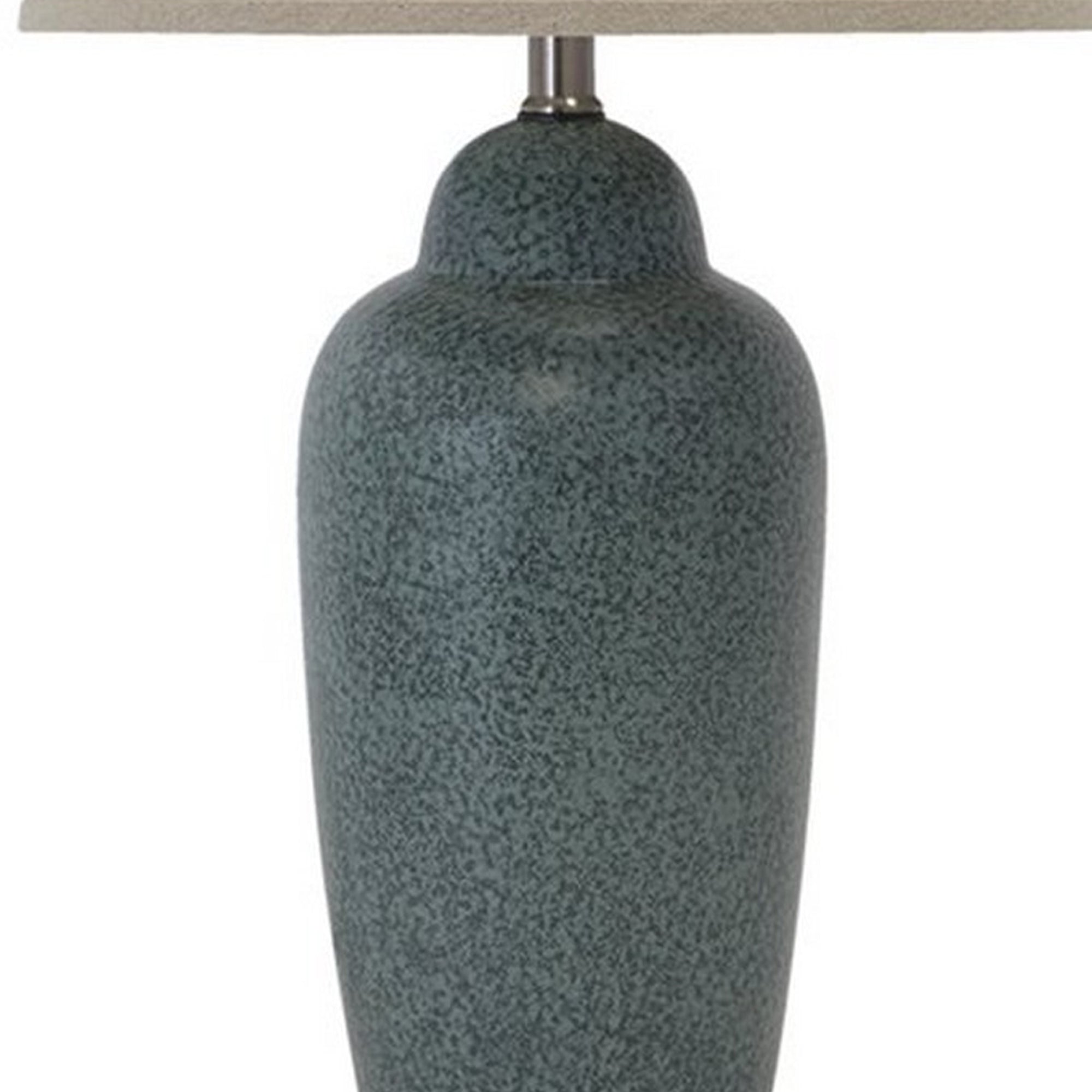 150 Watt Ceramic Body Table Lamp with Tapered Fabric Shade Green and Beige-zoom-3