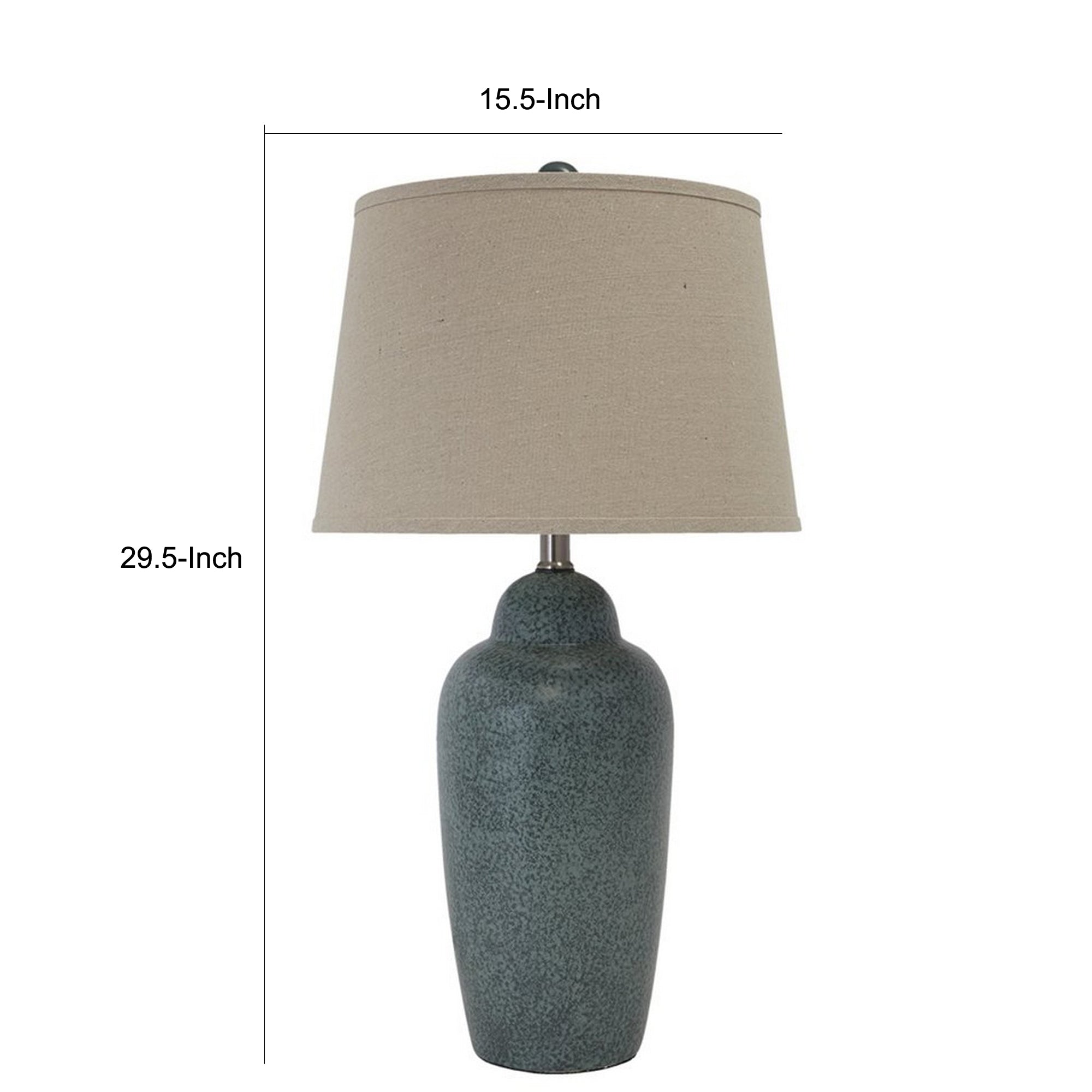 150 Watt Ceramic Body Table Lamp with Tapered Fabric Shade Green and Beige-zoom-5