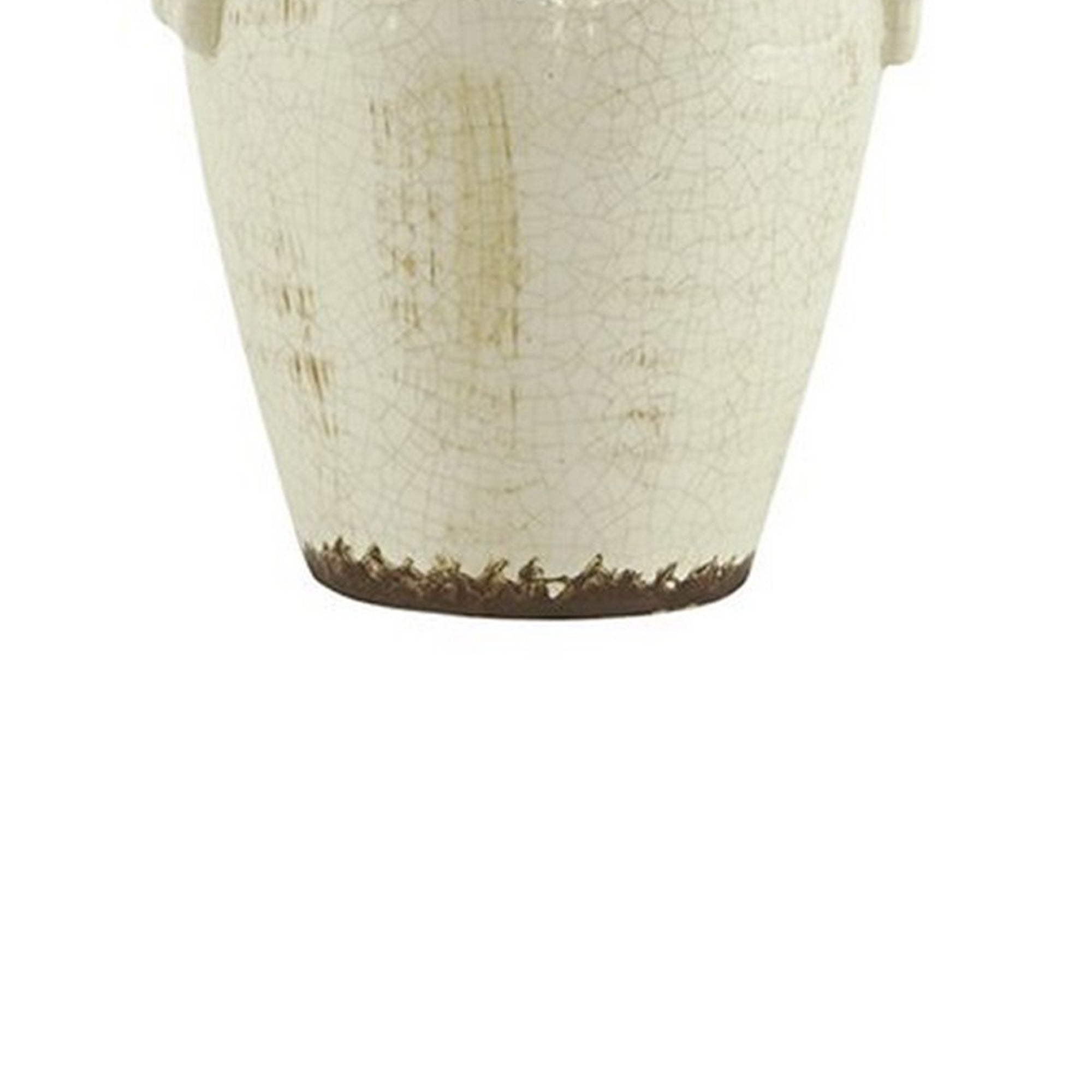 Ceramic Table Lamp with Vase Shaped Body and Fabric Shade White and Beige-zoom-4