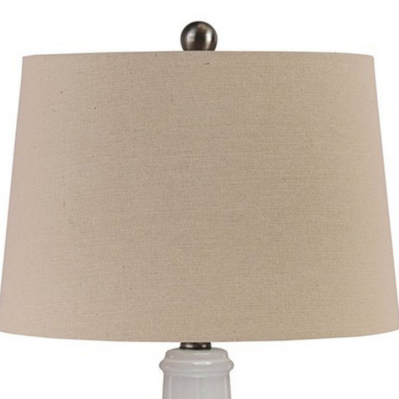 Ceramic Body Table Lamp with Brushed Details Set of 2 Beige and White-zoom-