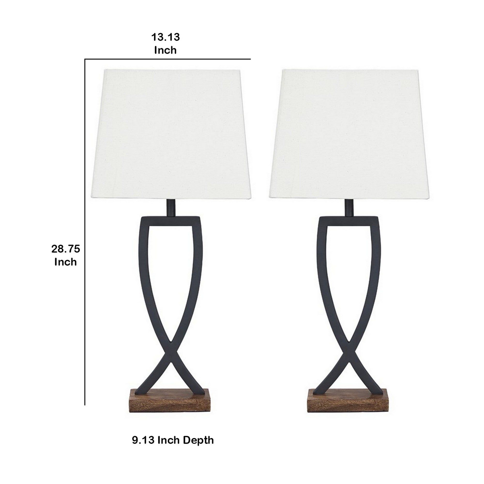 Criss Cross Metal Table Lamp with Fabric Shade Set of 2 Gray and White-zoom-5