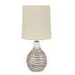 Pot Bellied Metal Table Lamp with Textured Golden Embellishment White