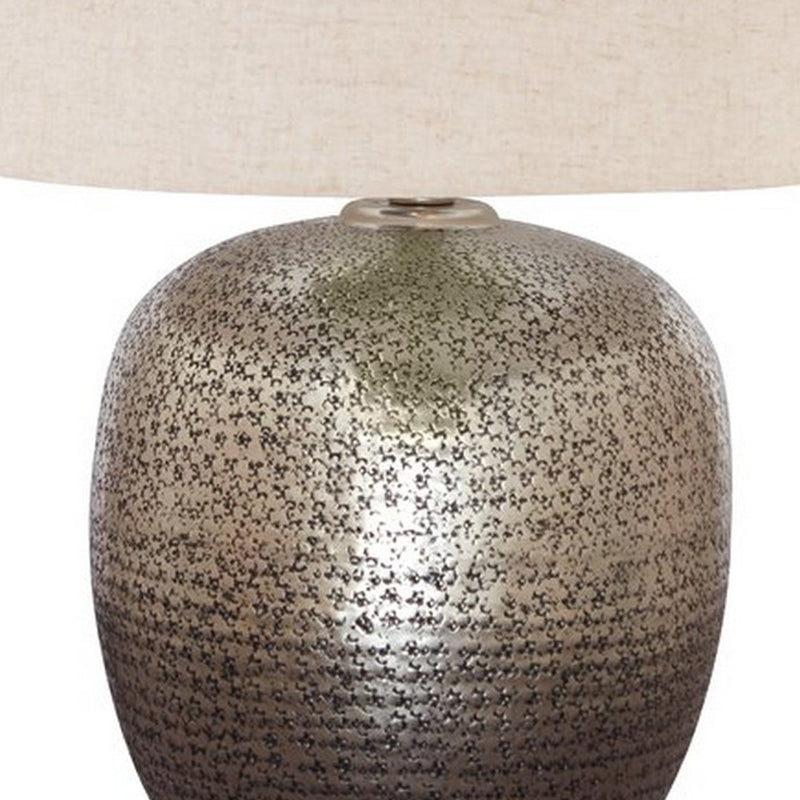Bellied metal Body Table Lamp with Splotched Details Brass and Cream-zoom-
