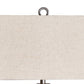 Metal Table Lamp with Center Cutout and Fabric Shade Off White and Black