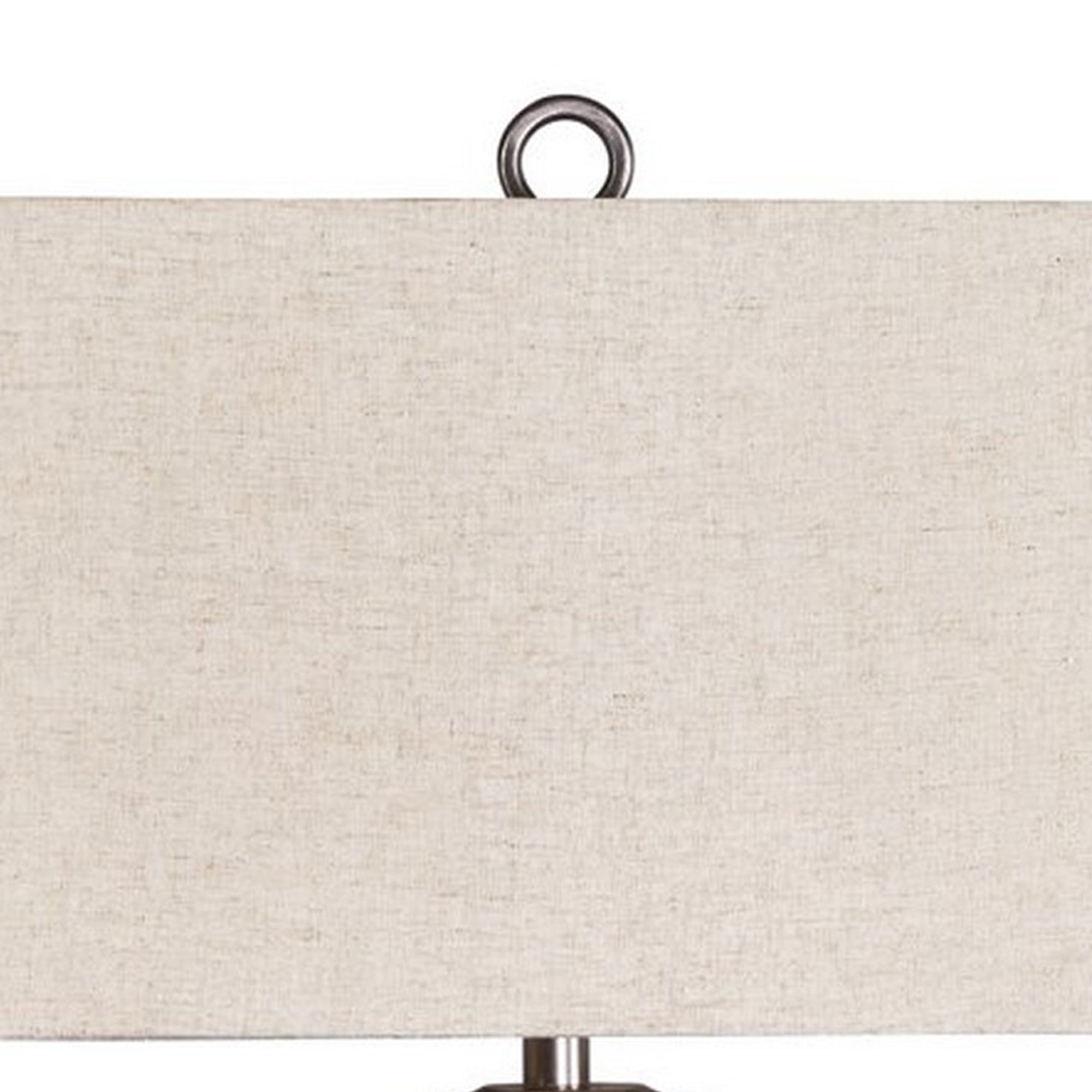 Metal Table Lamp with Center Cutout and Fabric Shade Off White and Black-zoom-2