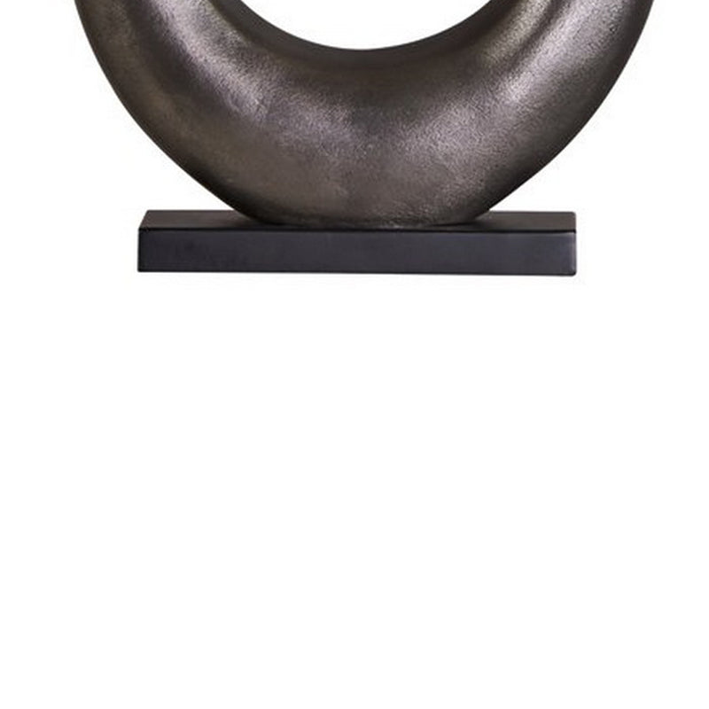 Metal Table Lamp with Center Cutout and Fabric Shade Off White and Black-zoom-