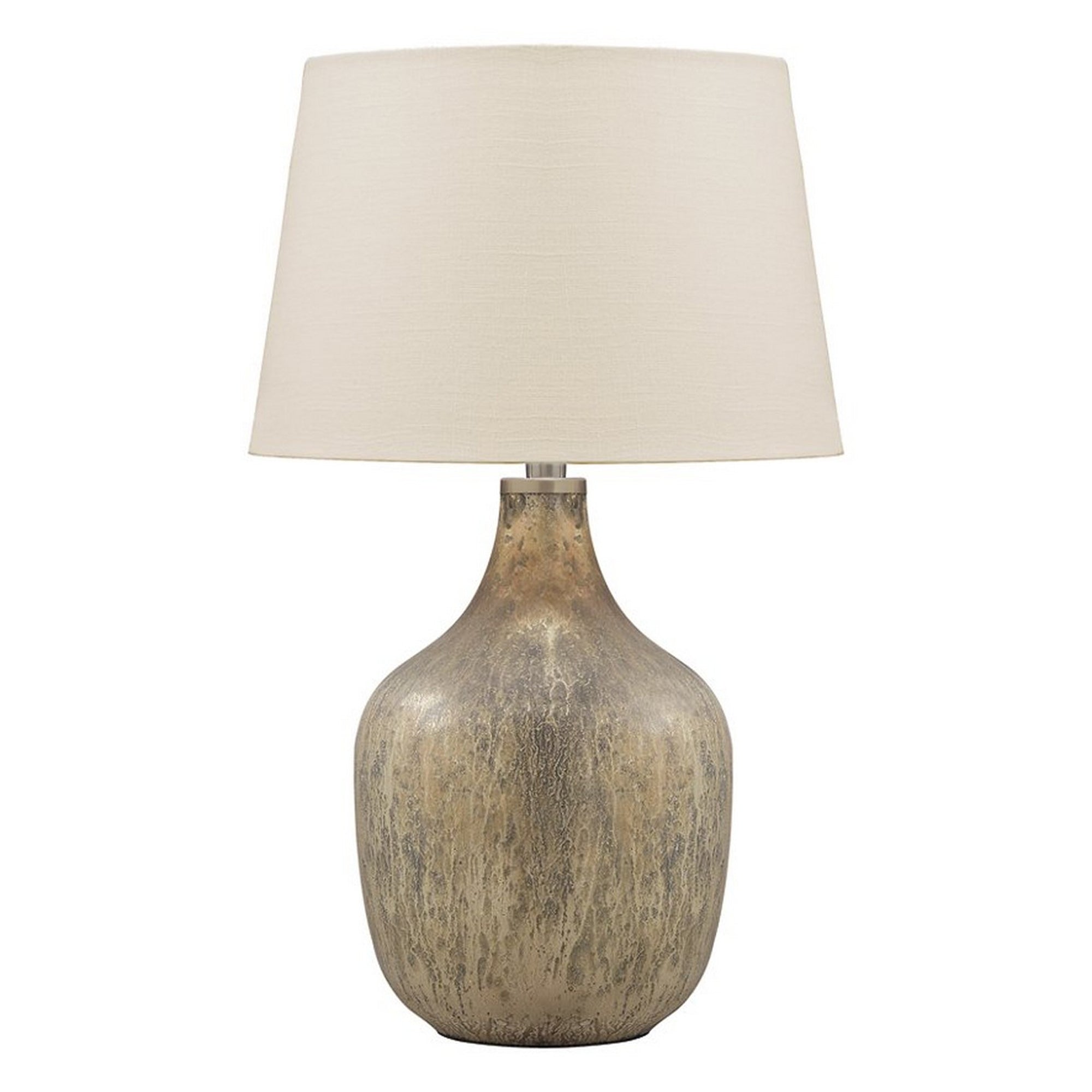 Mercury Glass Table Lamp with Drum Shade Gold and Beige