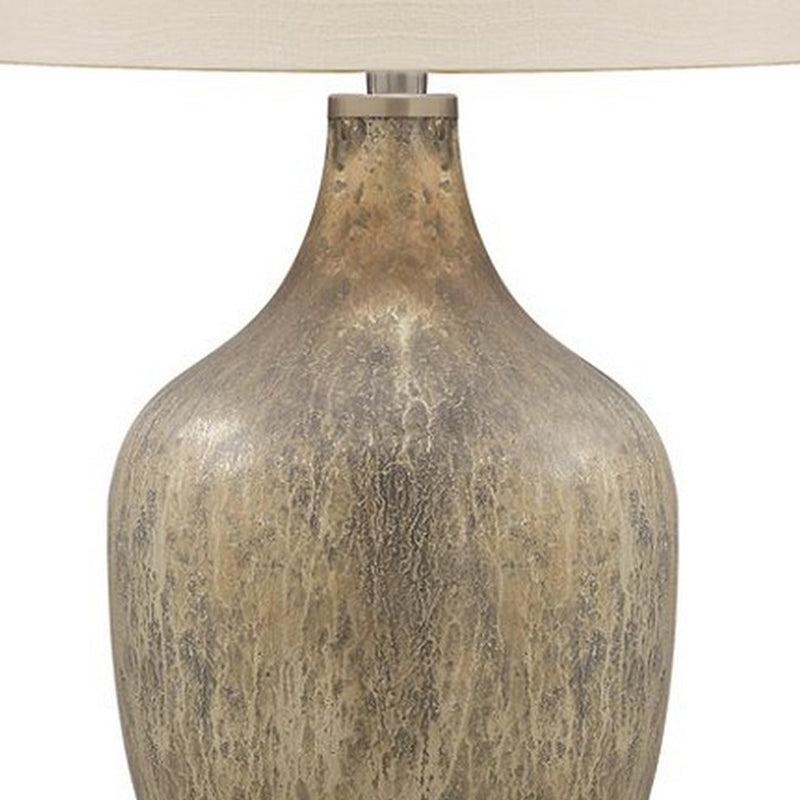Mercury Glass Table Lamp with Drum Shade Gold and Beige-zoom-