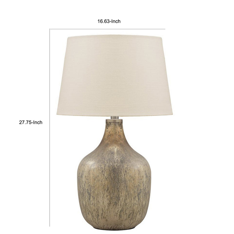 Mercury Glass Table Lamp with Drum Shade Gold and Beige-zoom-