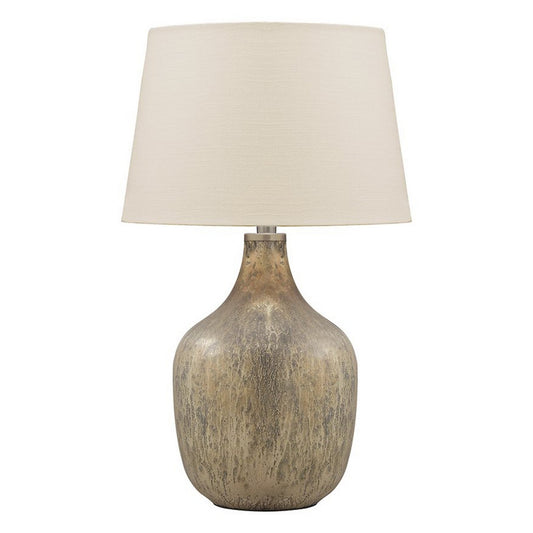 Mercury Glass Table Lamp with Drum Shade Gold and Beige