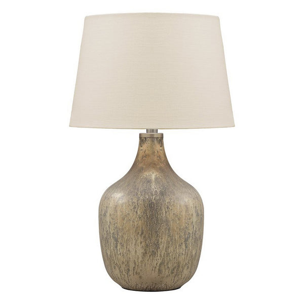 Mercury Glass Table Lamp with Drum Shade Gold and Beige