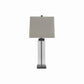 Glass and Metal Base Table Lamp with Square Shade Set of 2 Clear and Gray