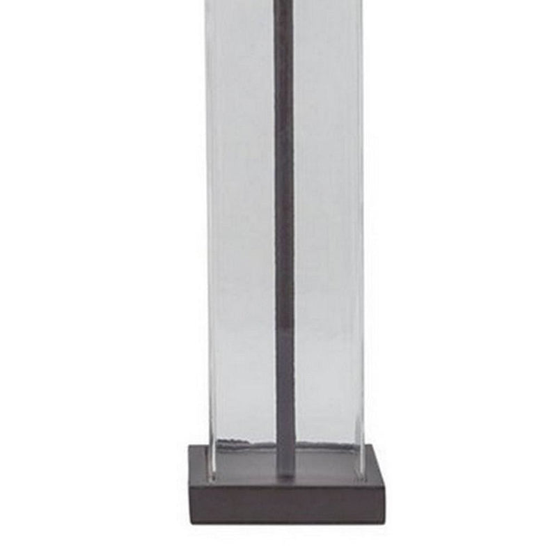 Glass and Metal Base Table Lamp with Square Shade Set of 2 Clear and Gray-zoom-