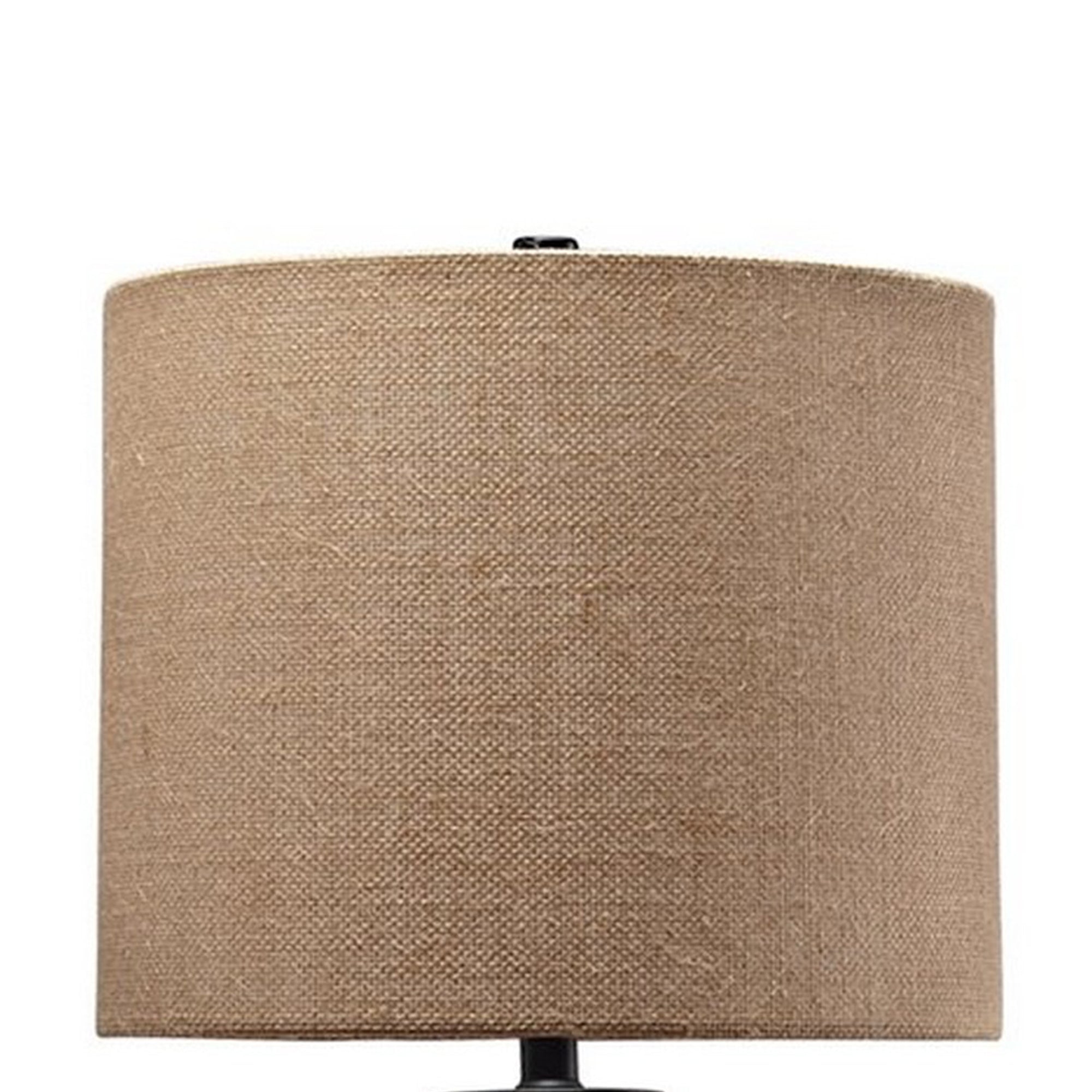 Glass Table Lamp with Fabric Drum Shade Gold and Beige-zoom-2