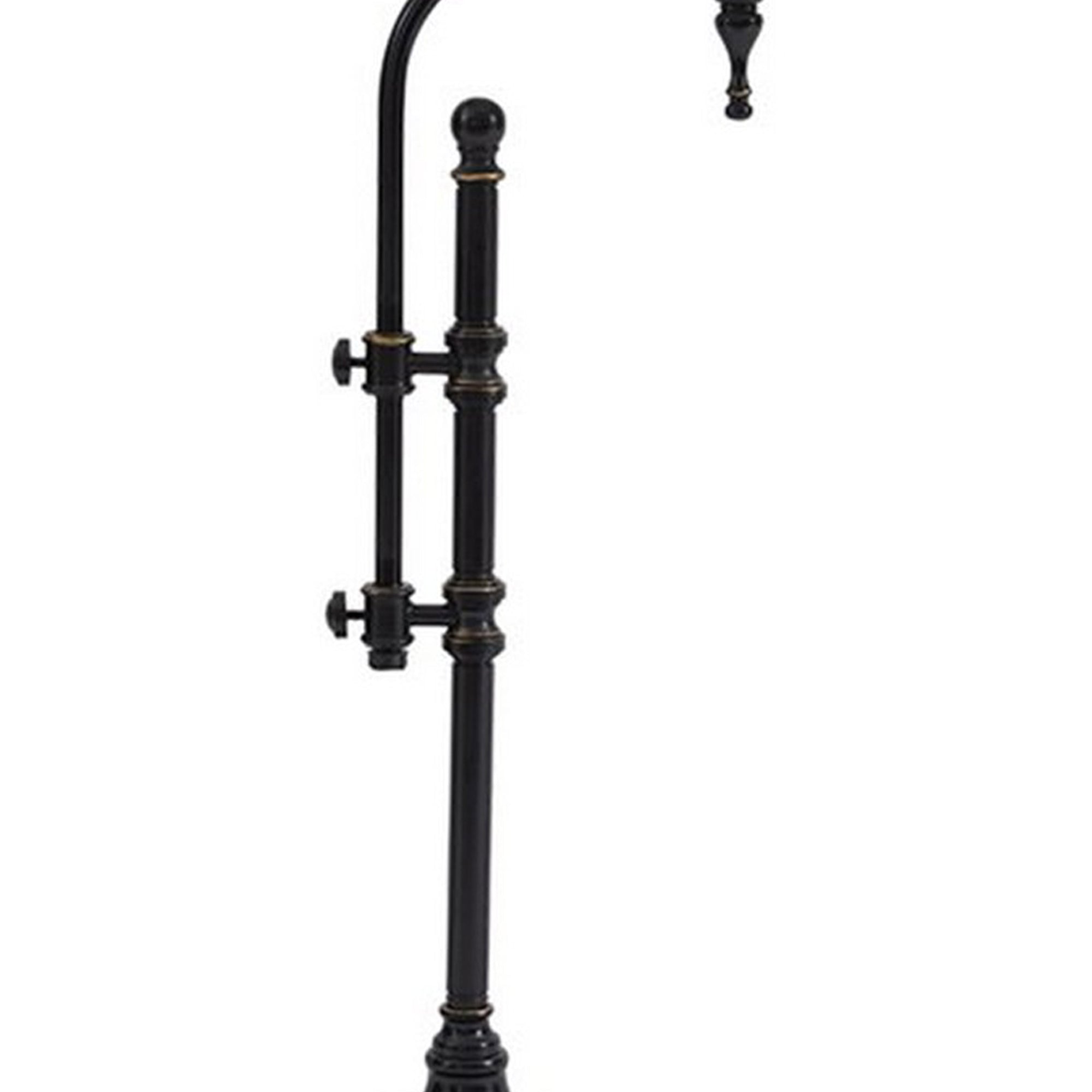 Metal Table Lamp with Drum shade and Adjustable Arm Gray and Black-zoom-3