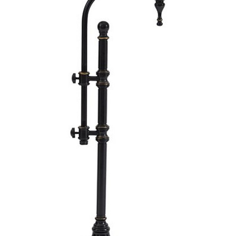 Metal Table Lamp with Drum shade and Adjustable Arm Gray and Black-zoom-