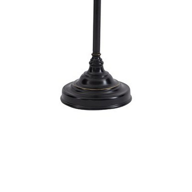 Metal Table Lamp with Drum shade and Adjustable Arm Gray and Black-zoom-
