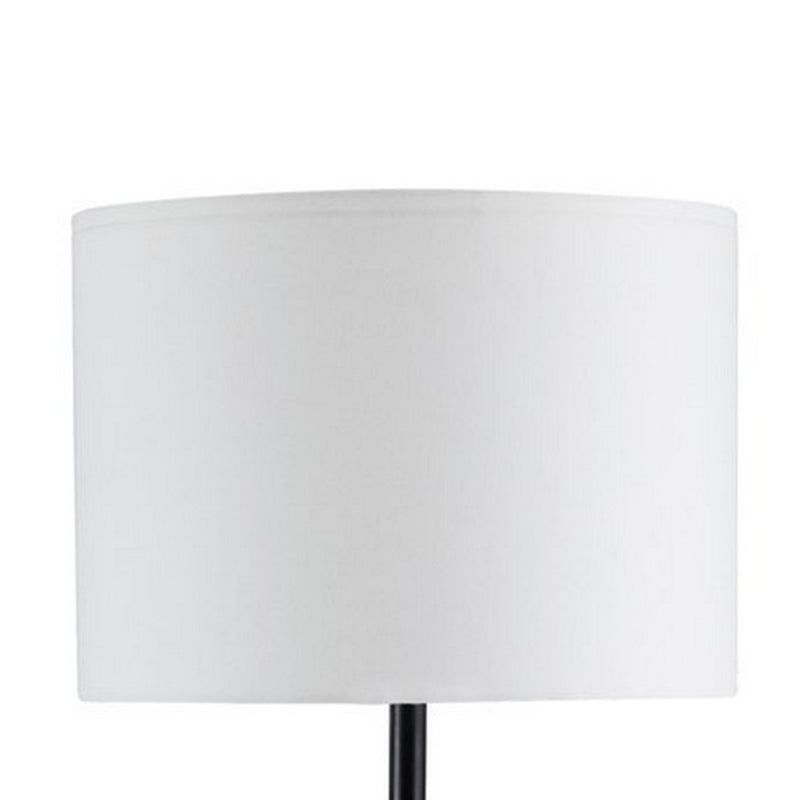 Table Lamp with Rolling Pin Base and Fabric Shade Set of 2 White and Brown-zoom-