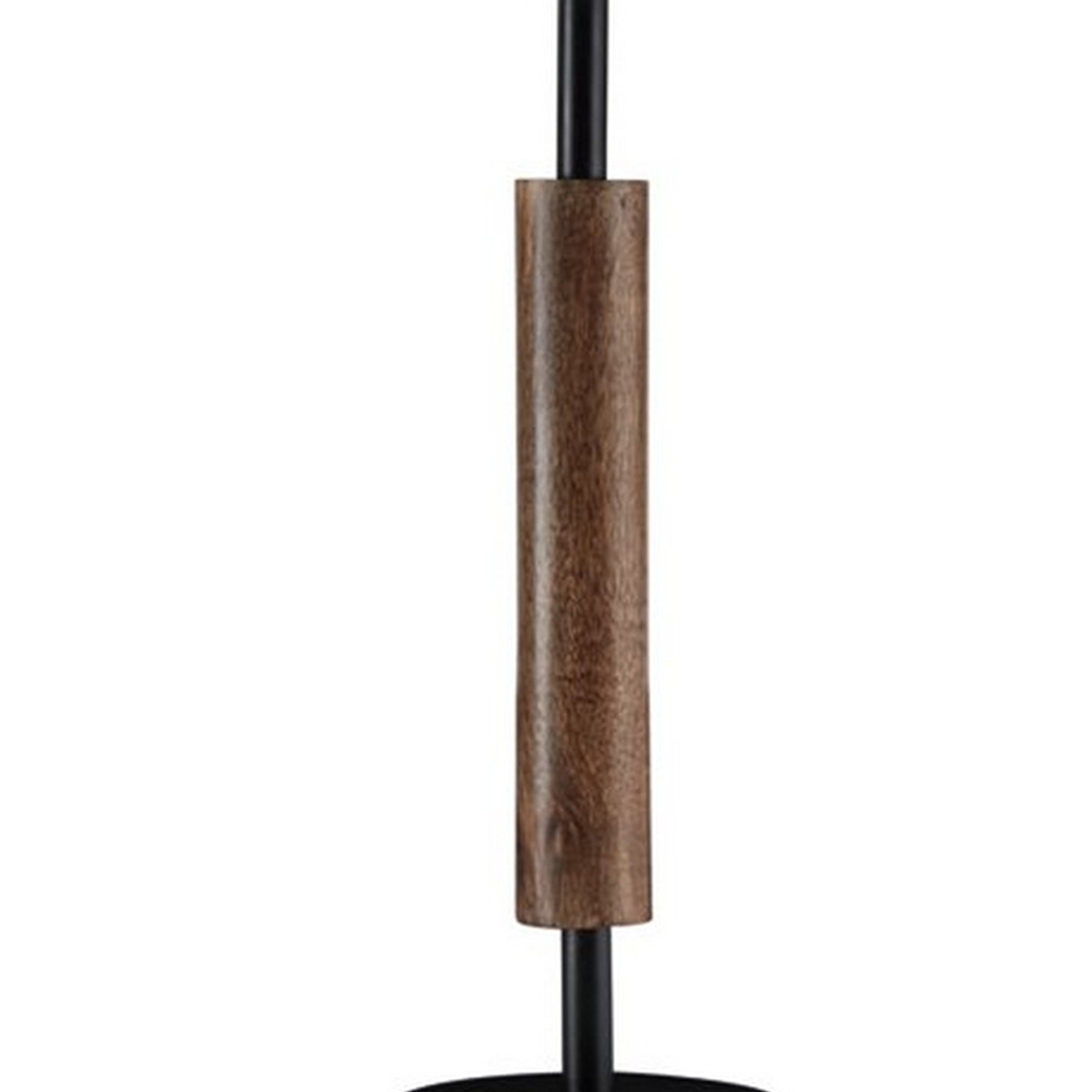 Table Lamp with Rolling Pin Base and Fabric Shade Set of 2 White and Brown-zoom-3