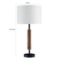 Table Lamp with Rolling Pin Base and Fabric Shade Set of 2 White and Brown