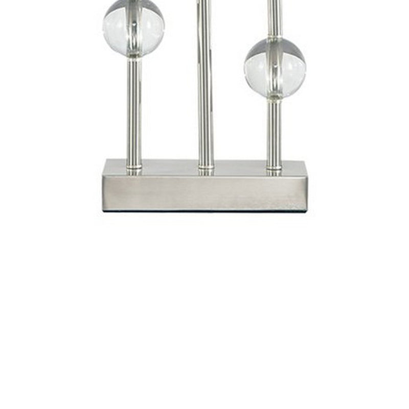Crystal Accented Metal Table Lamp with Hardback Shade White and Silver-zoom-