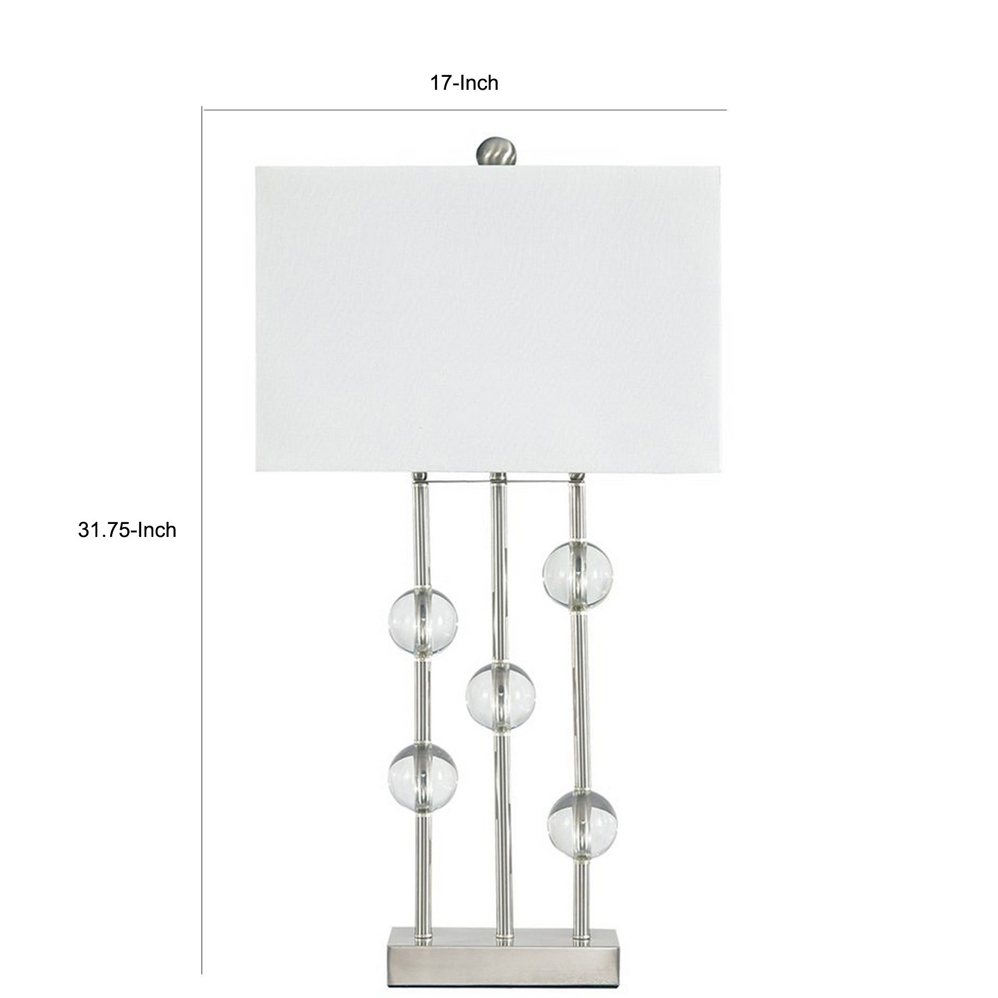 Crystal Accented Metal Table Lamp with Hardback Shade White and Silver-zoom-5