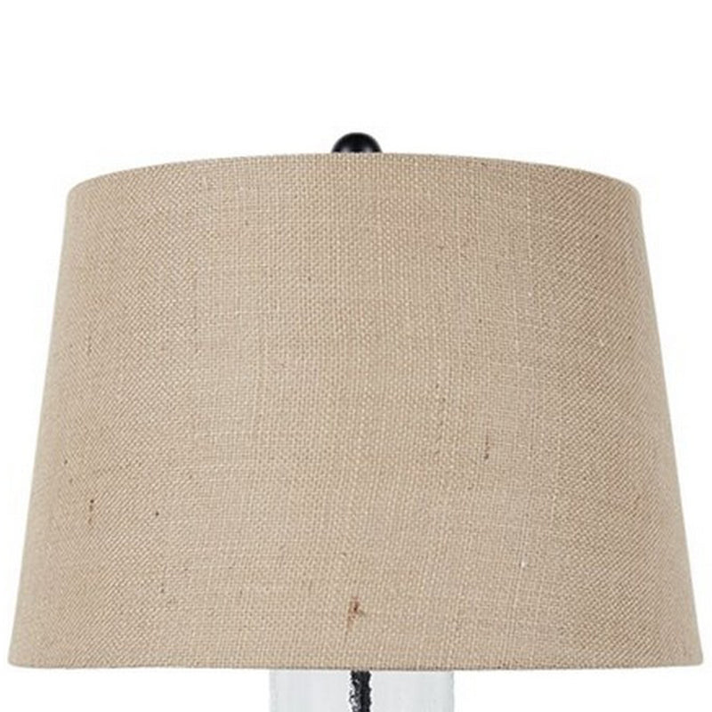 Woven Wire Wrapped Glass Base Table Lamp with Fabric Shade Beige-zoom-