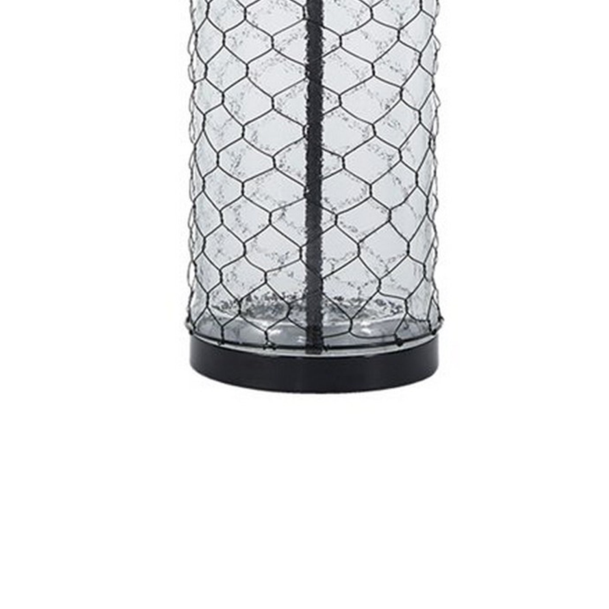 Woven Wire Wrapped Glass Base Table Lamp with Fabric Shade Beige-zoom-4