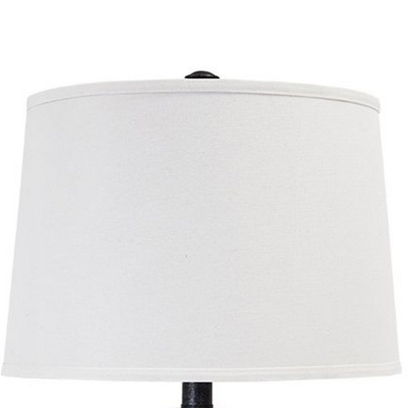 Smoky Glass Frame Table Lamp with Fabric Shade Light Gray and Clear-zoom-