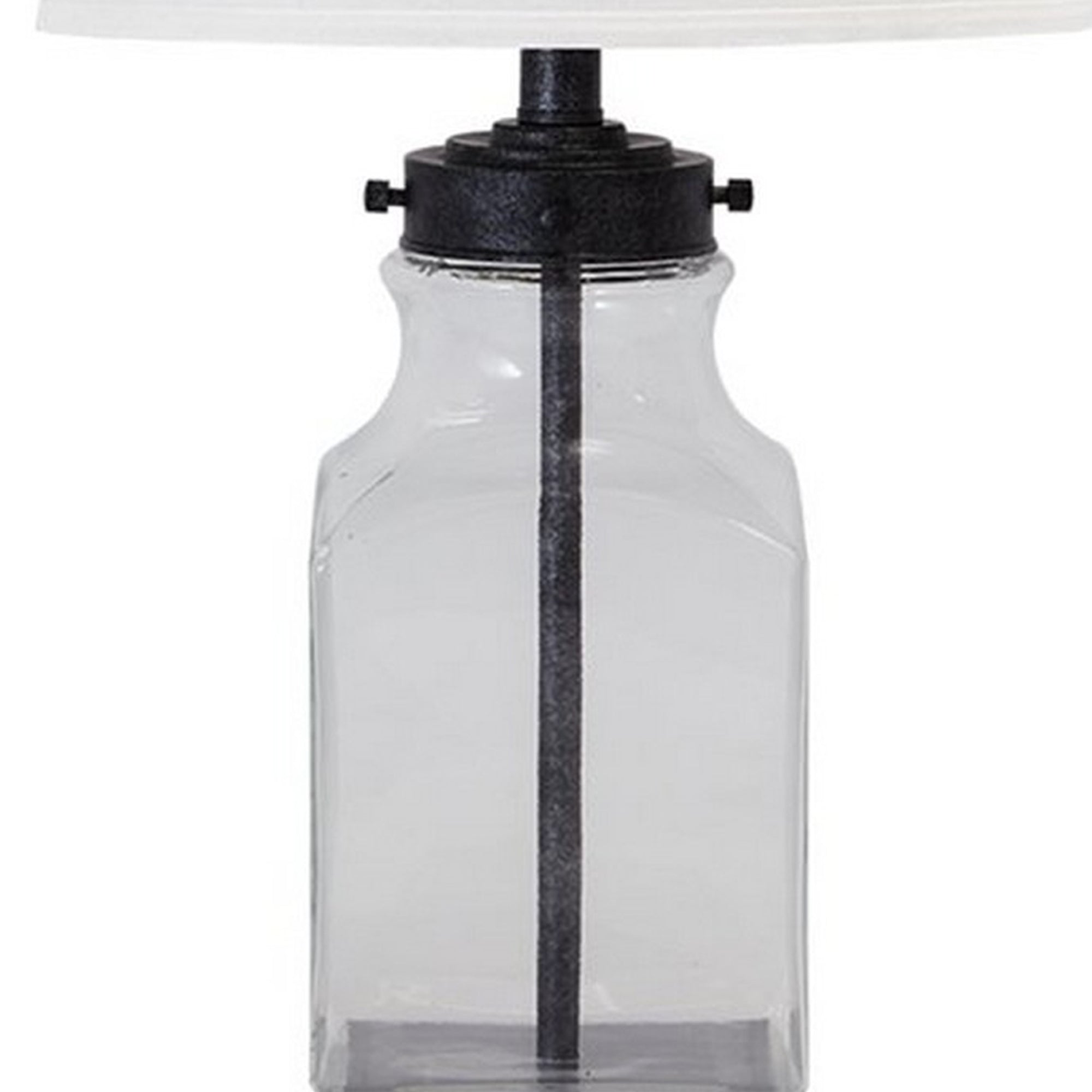Smoky Glass Frame Table Lamp with Fabric Shade Light Gray and Clear-zoom-3