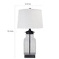 Smoky Glass Frame Table Lamp with Fabric Shade Light Gray and Clear