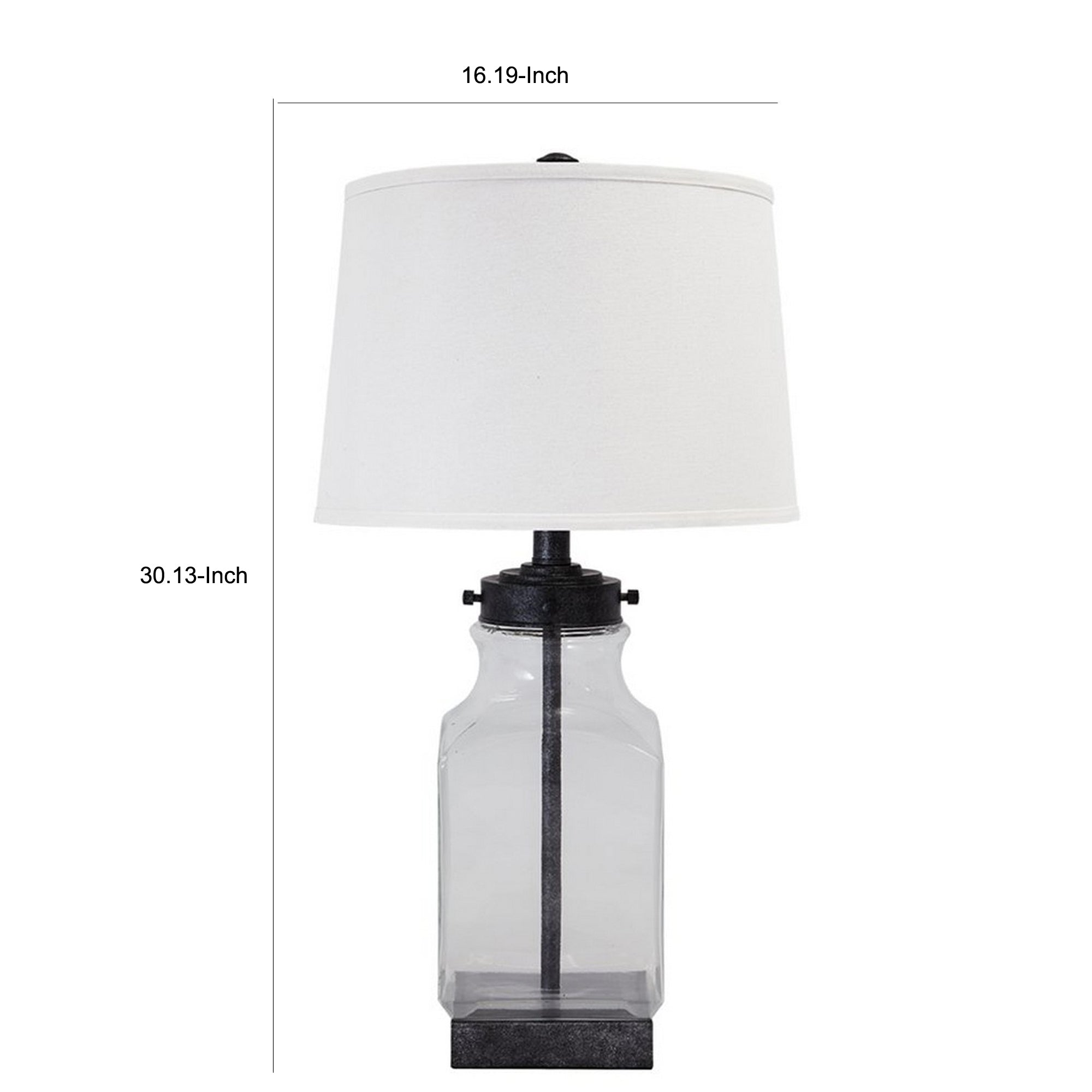 Smoky Glass Frame Table Lamp with Fabric Shade Light Gray and Clear-zoom-5