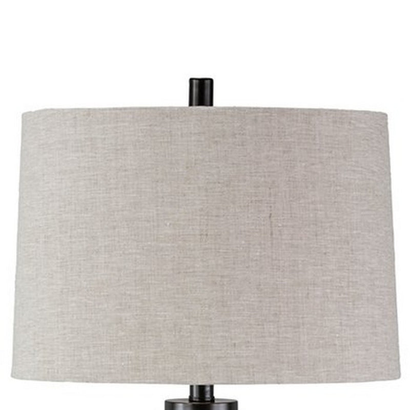 Glass and Metal Frame Table Lamp with Fabric Shade Gray and Black-zoom-