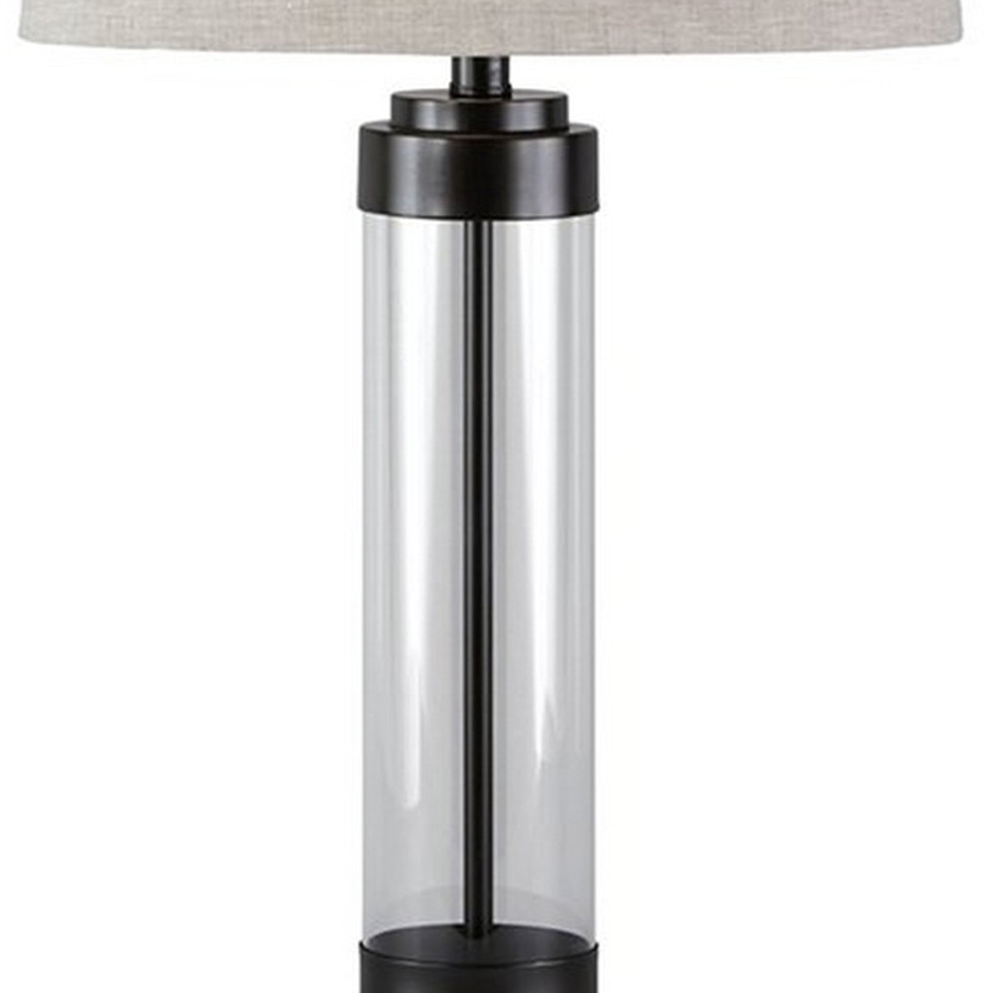Glass and Metal Frame Table Lamp with Fabric Shade Gray and Black-zoom-3